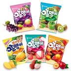 Korean Fruit Jelly Candy – Assorted Chewy Gummy Snacks – 5 Fruity Flavors (Grape, Plum, Lychee, Kiwi, Mango) – Individually Wrapped – Perfect for Kids & Adults – 알맹이젤리 (5 Flavor Mix–2.4oz(67g) × 5pack)