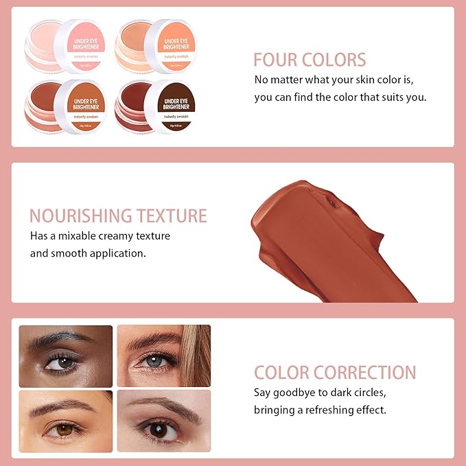 Under Eye Brightener Concealer, Long-Lasting Hydrating and Waterproof Color Corrector for Dark Circles, Full Coverage Lightweight Undereye Brightening Cream with Puff & Concealer Pen,#03 Golden Toffee