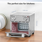 8.5 QT 5-in-1 Toaster Oven Air Fryer Combo, Stainless Steel, Fast Preheat, Ideal for Small Spaces, Travel & Family, Healthy Cooking Included