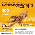 6-Year Korean Red Ginseng Extract & Royal Honey | 100 Sticks | Sweet Flavor | 70mg Ginseng, 15% Australian Honey | Energy, Focus, Fatigue, Immune Support | Daily Supplement for Men & Women