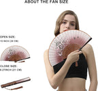 Amajiji 8.27"(21cm) Hand Held Bamboo Silk Folding Fan Hand Fan,Chinese/Japanese Charming Elegant Vintage Retro Style,Women Ladys Girls Best Gifts (Brown Grassflower)