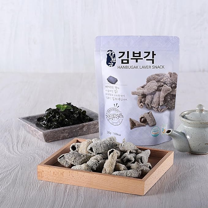 [HANBUGAK] Laver Snack, Crispy Laver Chips, Laver Bugak, Korean Traditional Snack, No Artificial Preservatives, 5.29 oz (1.05 oz X 5ea)