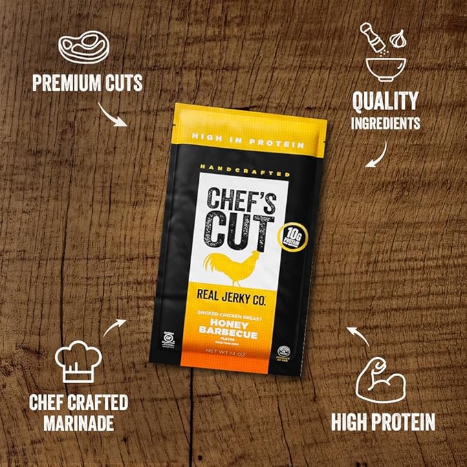 Chef's Cut Real Smoked Chicken Breast Honey Barbecue Jerky, 14 Ounce