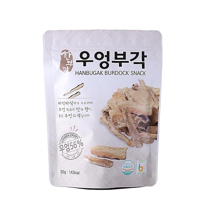 [HANBUGAK] Burdock Snack, Crispy Burdock Chips, Burdock Bugak, Korean Traditional Snack, No Artificial Preservatives, 5.29 oz (1.05 oz X 5ea)