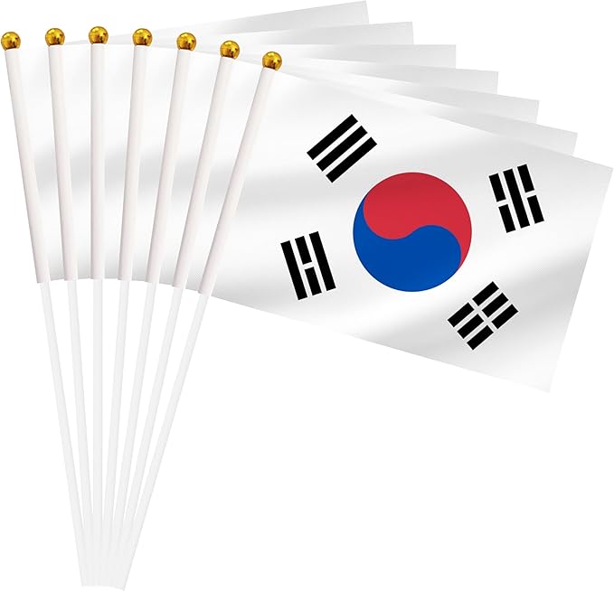 50 Pack Korea Mini Stick Flag, Korean Hand Held Small Miniature Stick Flag, National Country Flag for Party Decorations, Outdoor Decoration, Festival Events Celebration, World Cup, Sports Events, International Festival (Korea)