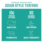 Chef's Cut Beef Jerky Meat, Teriyaki (2.5 Ounce Bags, Pack of 4) - High Protein, 10g Protein, 80 Calories, Gluten-Free, Premium Lean Smoked Beef, Keto Friendly Snack, Low Carb Snack