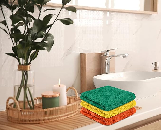 16 Pack Cotton Washcloths for Body and Face, 12x12 Inches, Multipurpose and Lightweight Wash Clothes for Face. Highly Absorbent - Travel and Bath Towel (Multi-Color)