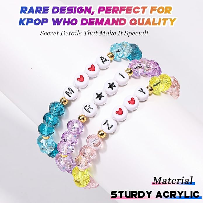 AICase for Kpop Merch Inspired Crystal Bracelets 3 Pcs Stackable Stretch Friendship Beaded Bracelets for k_pop Merchandise Jewelry Gifts for Fans Stocking Stuffers_3077