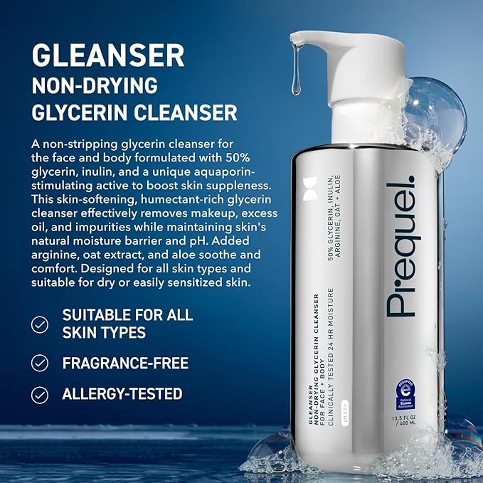 Skin Gleanser, Moisturizing Glycerin Face Wash, Professional Strength Face Cleanser for Women, Unscented Sensitive and Dry Skin Face Wash Pump Bottles - 6.75 fluid ounce (Pack of 2)