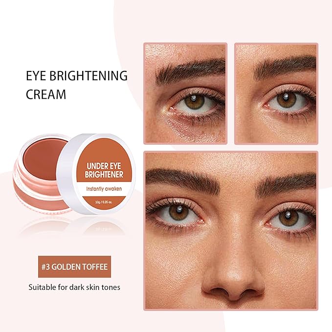 Under Eye Brightener Concealer, Long-Lasting Hydrating and Waterproof Color Corrector for Dark Circles, Full Coverage Lightweight Undereye Brightening Cream with Puff & Concealer Pen,#03 Golden Toffee