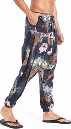 AITFINEISM Men's Drawstring Aladdin Hippie Harem Pants Loose Drop Crotch Trousers