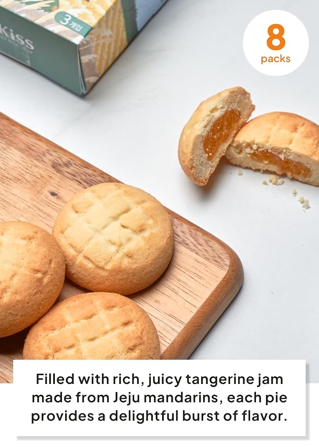 Korean Food JEKISS Jeju Island Tangerine Pie (7.90oz, 8ea) from Jeju Island, Korean Dessert, Korean Snack, gift from Korea, Individually packed