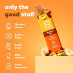 IQBAR Brain and Body Plant Protein Bars - Banana Nut - 24-Count Low Carb - Gluten Free, High Fiber, Vegan Snacks - Low Sugar Meal Replacement