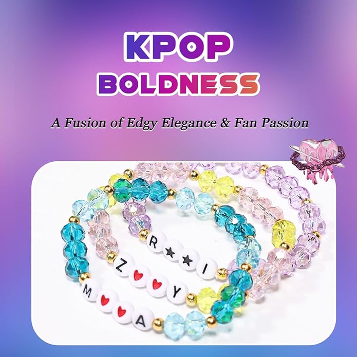 AICase for Kpop Merch Inspired Crystal Bracelets 3 Pcs Stackable Stretch Friendship Beaded Bracelets for k_pop Merchandise Jewelry Gifts for Fans Stocking Stuffers_3077