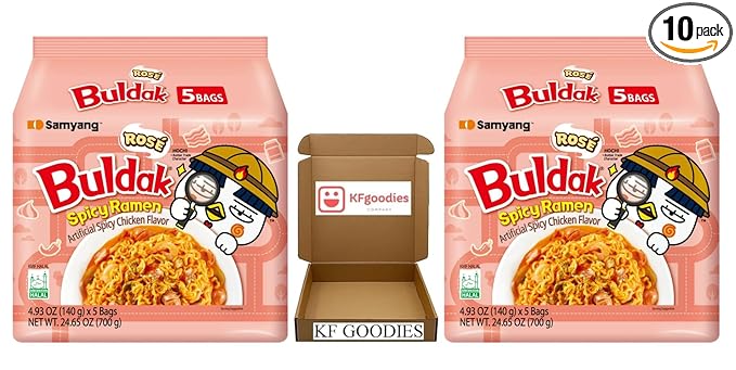 Samyang Buldak Hot Spicy Chicken Ramen Noodle Korean Stir-Fried Ramen (10, ROSÉ)