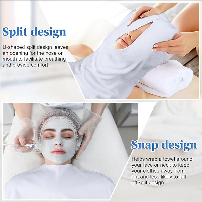 12 Pieces Facial Towels Split Design Soft Esthetician Towels Removing Spa Microfiber Face Cloth for Home Salon Facial Steam Massage and Cleansing(White)