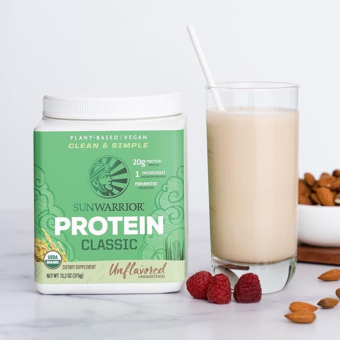 Brown Rice Protein Powder with Bcaa & Amino Acids Raw Rice Protein Shake Gluten Free Low Carb Dairy Free | Plant Based Classic Sprouted Brown Rice Protein Powder Natural 750g by Sunwarrior