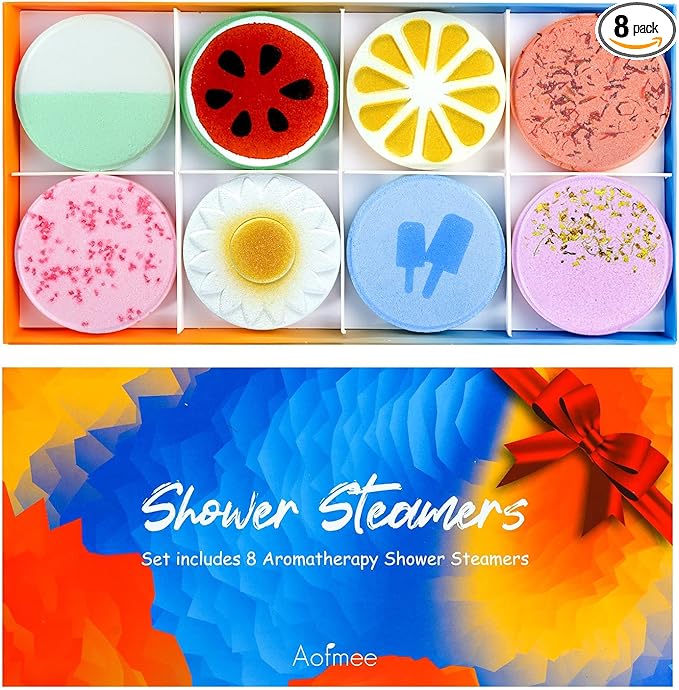 Aofmee Shower Steamers Aromatherapy - Pack of 8 Shower Bombs Gift Set, Shower Tablets with Essential Oils for Relaxation, Christmas Gifts Self Care Gifts Spa Gifts Birthday Gifts for Women and Men