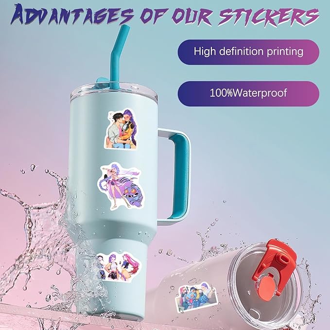 74 Pcs Anime Water Bottle Stickers, Waterproof Vinyl Anime Stickers, Skateboards, Girl and Boy Classroom Prize Laptop Stickers ﻿