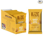 KiZE Energy Bars - Gluten Free, Dairy Free, Non-GMO, & High Protein Meal Replacement Energy Bars, Meal Bar, Clean & Simple Food Ingredients - Crunchy Peanut Butter, 7g High Protein Snacks, (10 Count)