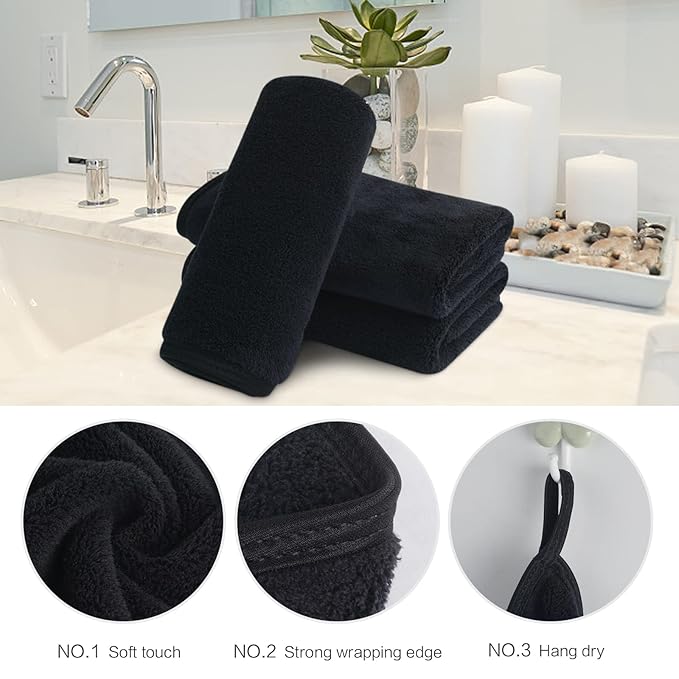 SINLAND Microfiber Face Cloths Reusable Makeup Remover Washcloths Super Soft and Absorbent Fingertip Face Towels for Sensitive Skin Women 12 x 12 Inch 12 Pack