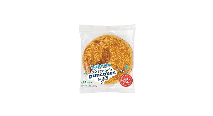 bakerly French Pancakes To Go! Non GMO, Free from Artificial Flavors & Colors, Pack of 4, 6-Count (24 Total Pancakes)