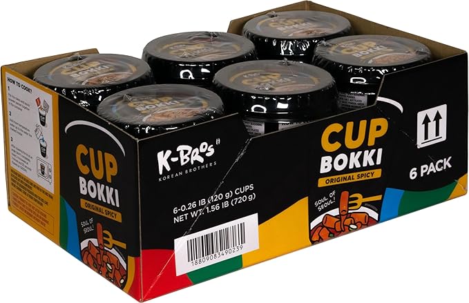 CupBokki Korean Tteokbokki Rice Cakes, Spicy Flavor, 6 Pack - Authentic Spicy Korean Rice Cake Jjajang from the Korean Bros (떡볶이)