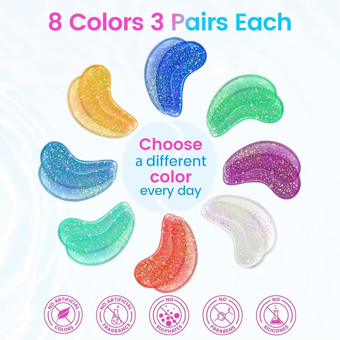 Eye Masks (8 Pairs) - Travel Essentials - Under Eye Patches for Dark Circles, Puffiness, Fine Lines with Collagen, Revitalises and Refreshes Your Skin, Bridesmaid Gifts for Her