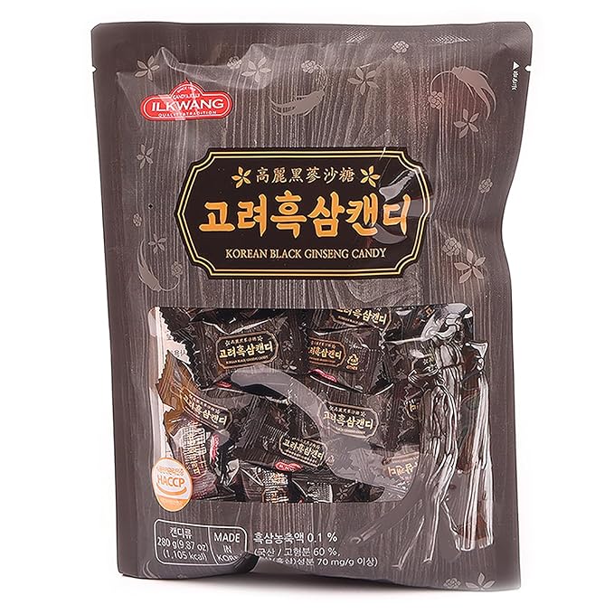 Minecook Korean Premium Black Ginseng Black Candy Hard Candy 280g - Strong Black Ginseng Taste/Good for Gift Present