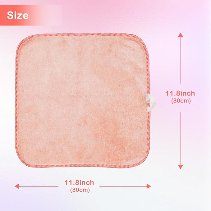 Makeup Remover Cloth 12 x 12 Inch, Reusable Makeup Remover Towels for Washing Face, 6 Pack Washable Microfiber Face Cloth Fast Drying Washcloth, Coral