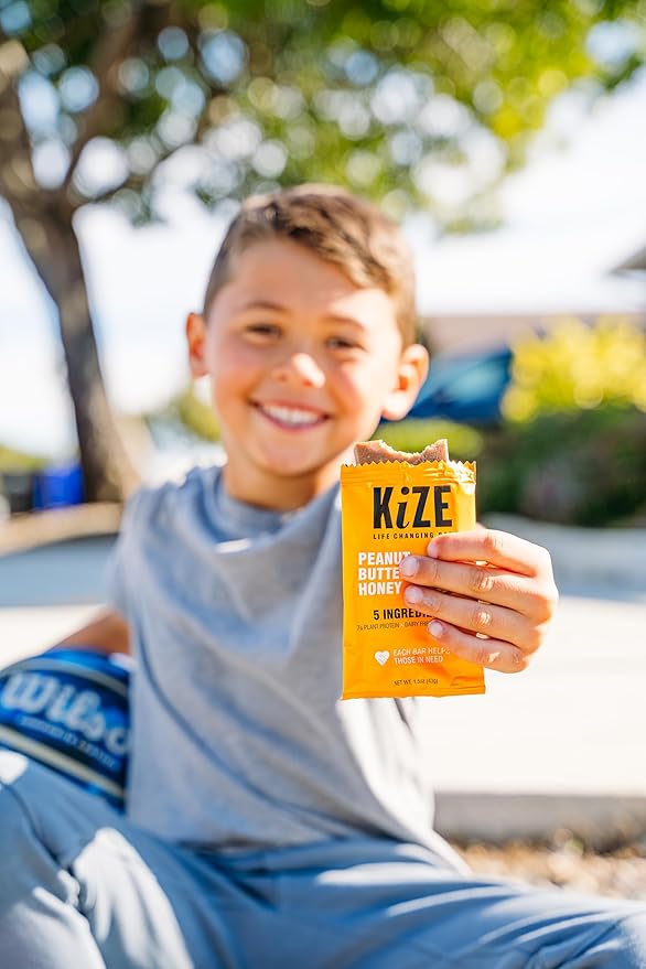 KiZE Energy Bars - Gluten Free, Dairy Free, Non-GMO, & High Protein Meal Replacement Energy Bars, Meal Bar, Clean & Simple Food Ingredients - Peanut Butter Honey, 7g High Protein Snacks, (20 Count)