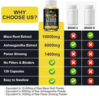 3 in 1 Ashwagandha + Maca Root + Panax Ginseng - Natural Supplement for Energy, Stamina, and Stress Support, 120 Softgels