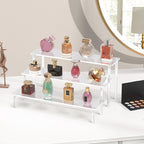 Acrylic 3 Tier Perfume Organizer Display, Cupcake Stand Holder, Large Shelf Risers for Figures, Dessert Shelves for Party, Riser Stand for Decoration and Organizer, Clear
