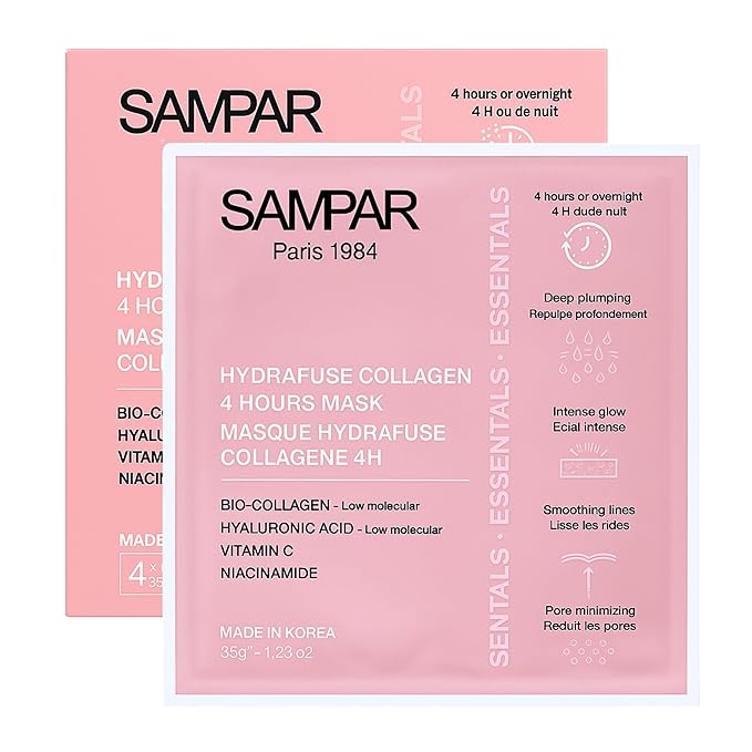 Hydrafuse Collagen 4 Hours or Overnight Mask – Korean Skincare for Radiant, Smooth Skin | Anti-Aging Face Mask with Ultra-Potent Collagen to Reduce Wrinkles, Tighten Pores & Boost Glow (4-Pack)