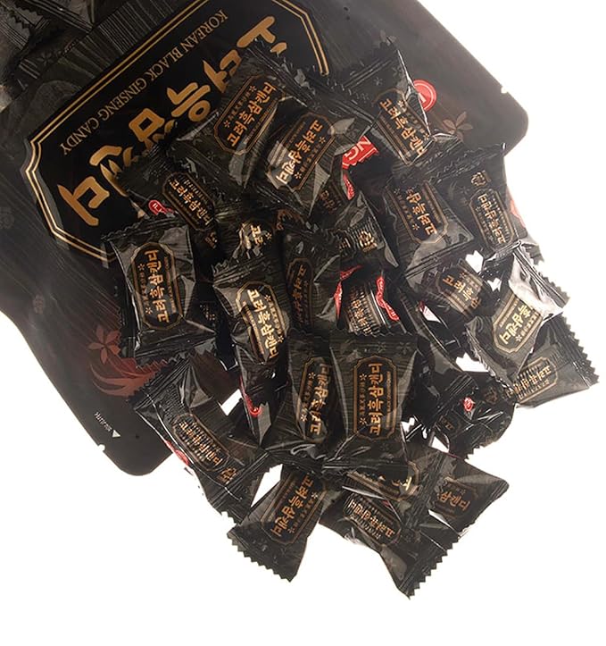 Minecook Korean Premium Black Ginseng Black Candy Hard Candy 280g - Strong Black Ginseng Taste/Good for Gift Present