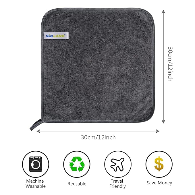 SINLAND Microfiber Face Cloths Reusable Makeup Remover Washcloths Super Soft and Absorbent Fingertip Face Towels for Sensitive Skin Women 12 x 12 Inch 12 Pack