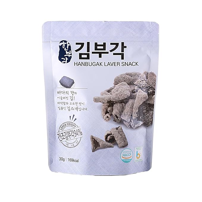 [HANBUGAK] Laver Snack, Crispy Laver Chips, Laver Bugak, Korean Traditional Snack, No Artificial Preservatives, 5.29 oz (1.05 oz X 5ea)