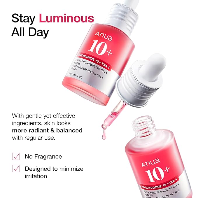 Anua Essential Daily Moisturizing Duo, Niacinamide + Tranexamic Acid Serum & Ceramide Panthenol Cream, Hydrating Face Moisturizer, Non-Comedogenic, Vitamin B12 Natural Color, Korean Skincare Set