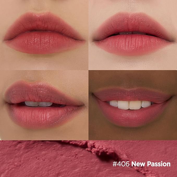Laka Bulky Matte Lipstick 4g/0.14oz., Long Wear, Non-Drying Lip Stain Stick with High Pigmentation, Voluminous Lips, Vegan, K-Beauty (#406 New Passion)