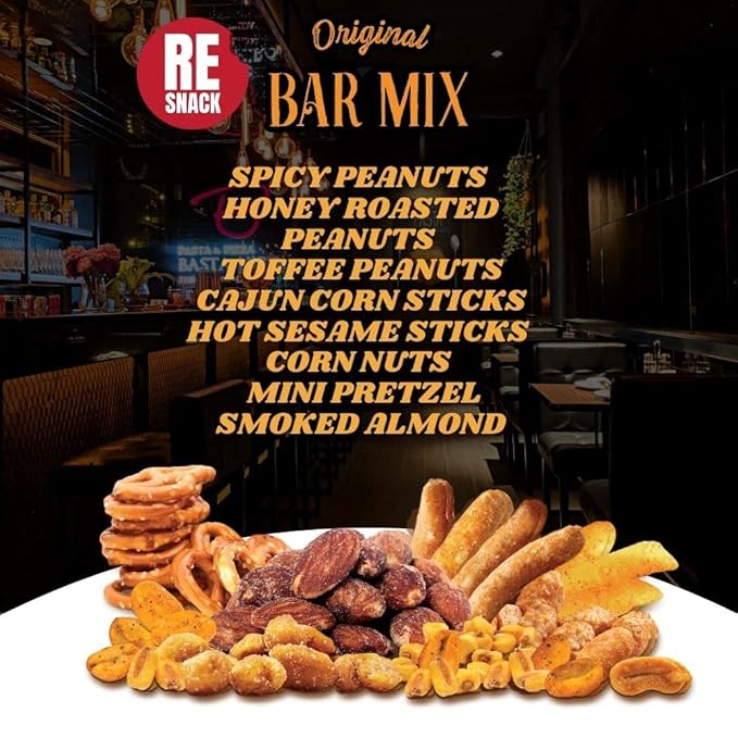 RESNACK Original Bar Mix – 2 Pack (14 oz each) – Spicy Peanuts, Corn Sticks, Sesame Sticks, Mini Pretzels & Smoked Almonds – Kosher, Chips Alternative Snack
