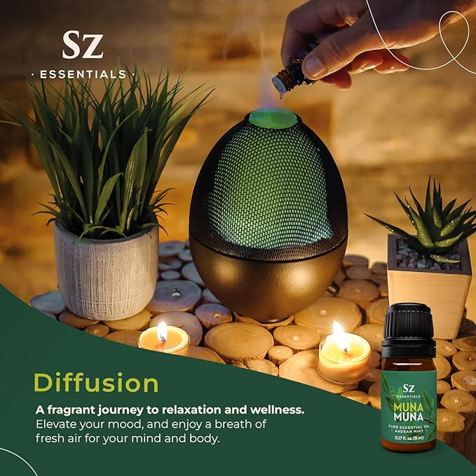 Muna Muna Andean Mint Essential Oil (Minthostachys Mollis) - 100% Pure and Undilluted - Rich & Fresh & Minty Scent with Earthy Overtones - Therapeutic Grade & Vegan - 0.17oz (5ml)