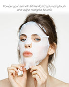 MASTINA White Mastic Face Mask (Collagen Volume, 4 pc) Premium Korean Skin Care for Elasticity & Radiance Rough Sagging Skin White Mastic Hyaluronic Acid