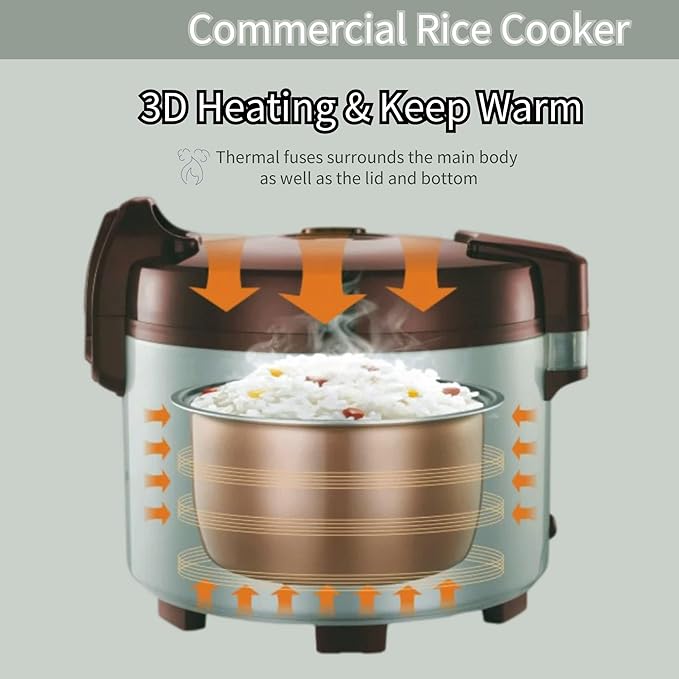 15.8QT Large Commercial rice cooker 84 cups cooked / 32 cups uncooked rice Commercial Electiric Rice Warmer for 60-70 people, with One-Touch Operation
