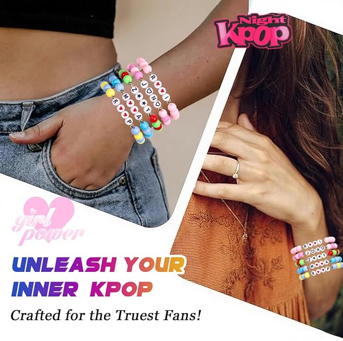 AICase for Kpop Merch Cosplay Inspired Bracelets Outfit Costume 5 Pcs Stackable Stretch Friendship Beaded Bracelets for k pop Merchandise Jewelry Gifts for Fans Women Christmas Stocking_57