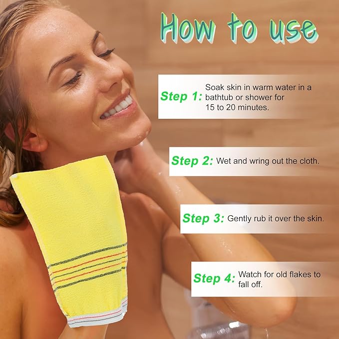 20 Pcs Exfoliating Mitt Washcloth Korean Scrub Bath Mitten 7.7 x 5.3 in Body Scrubber for Remove Dead Skin Grease, Cleaning Skin