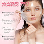 Collagen Overnight Wrapping Peel Off Facial Mask, Collagen Night Wrapping Mask, Hydrating Anti Wrinkle Lifting for All Skin Types, Firming&Elasticity Sleeping Mask (Brush Included)