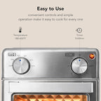 8.5 QT 5-in-1 Toaster Oven Air Fryer Combo, Stainless Steel, Fast Preheat, Ideal for Small Spaces, Travel & Family, Healthy Cooking Included