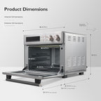 Air Fryer Toaster Oven Combo 10-in-1 Countertop Oven with Graphene Heating and True Convection, Non-Toxic Enamel Interior, Bake 12" Pizza, 6 Slices Toast, with Enamel Baking Pan Easy Clean