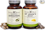Herbal Roots Mood Duo, Organic St. John's Wort and Ashwagandha Supplement, Natural Mood Support, Non-GMO