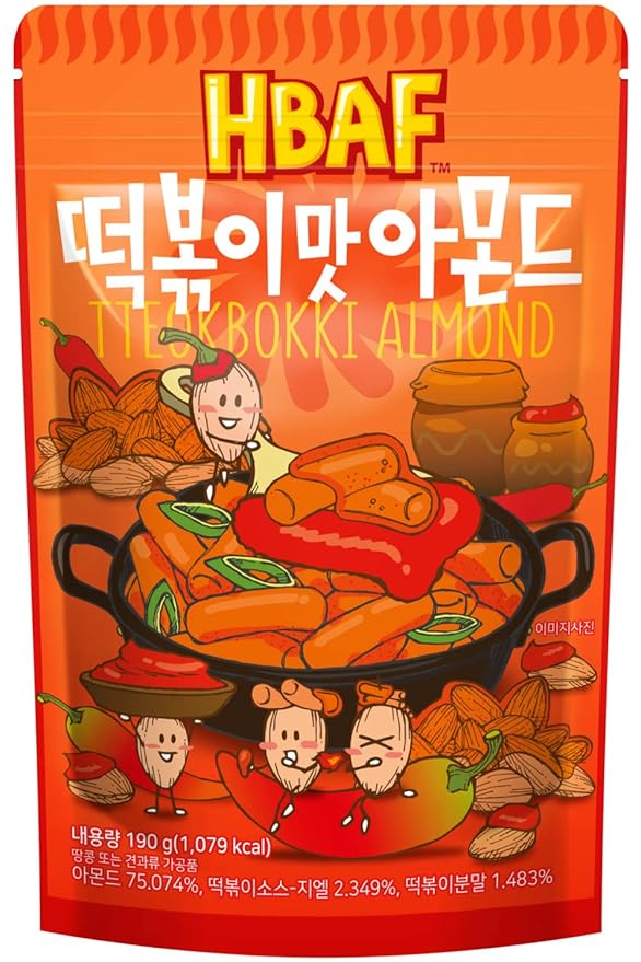 [Official Gilim HBAF Brand] Korean Seasoned Almonds 3 Flavor Pack Mix (Laver, 1 x 190g, Honey Butter, 1 x 190g, Tteokbokki, 1 x 190g)
